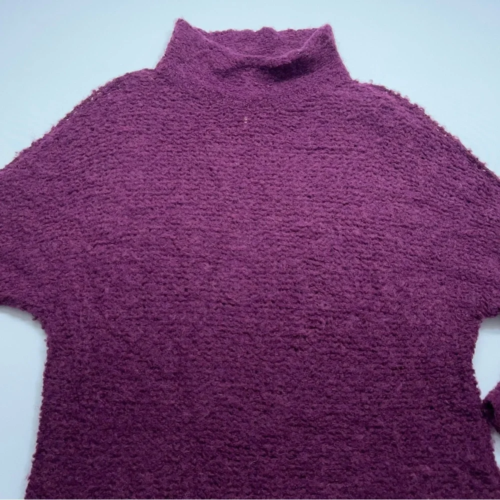Free People Alpaca Chunky Knit Sweater Womens XS Oversized Mock Neck Lavender